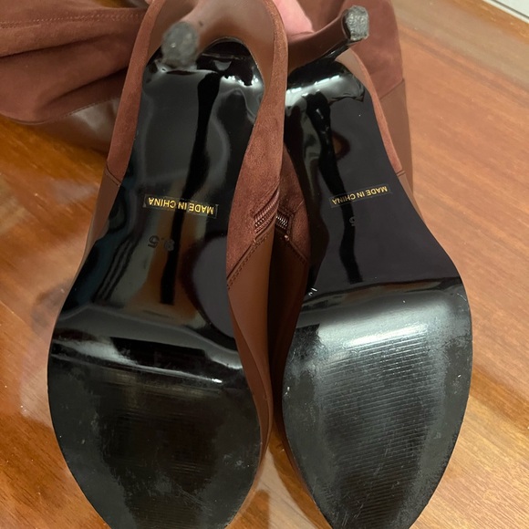 Modatope SZ 9.5 Half Leather Half Suede Chic Brown 4” Heeled Boots - Picture 6 of 14